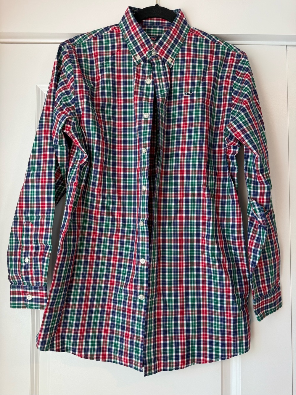 Vineyard Vines Red, Green, and Blue Check Button Down Whale Shirt Size XL 20